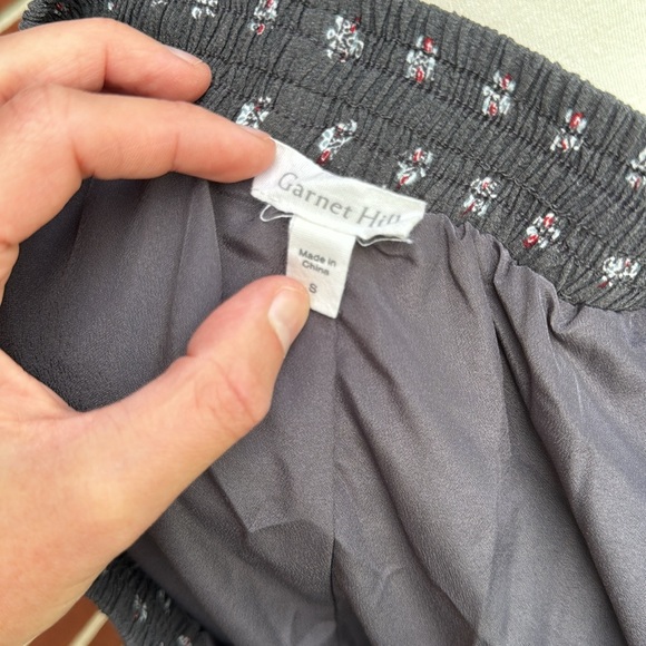 Garnet Hill Crepe Silky Midi Maxi Long Skirt, Small, Gray, Small Floral Pockets - Picture 11 of 13